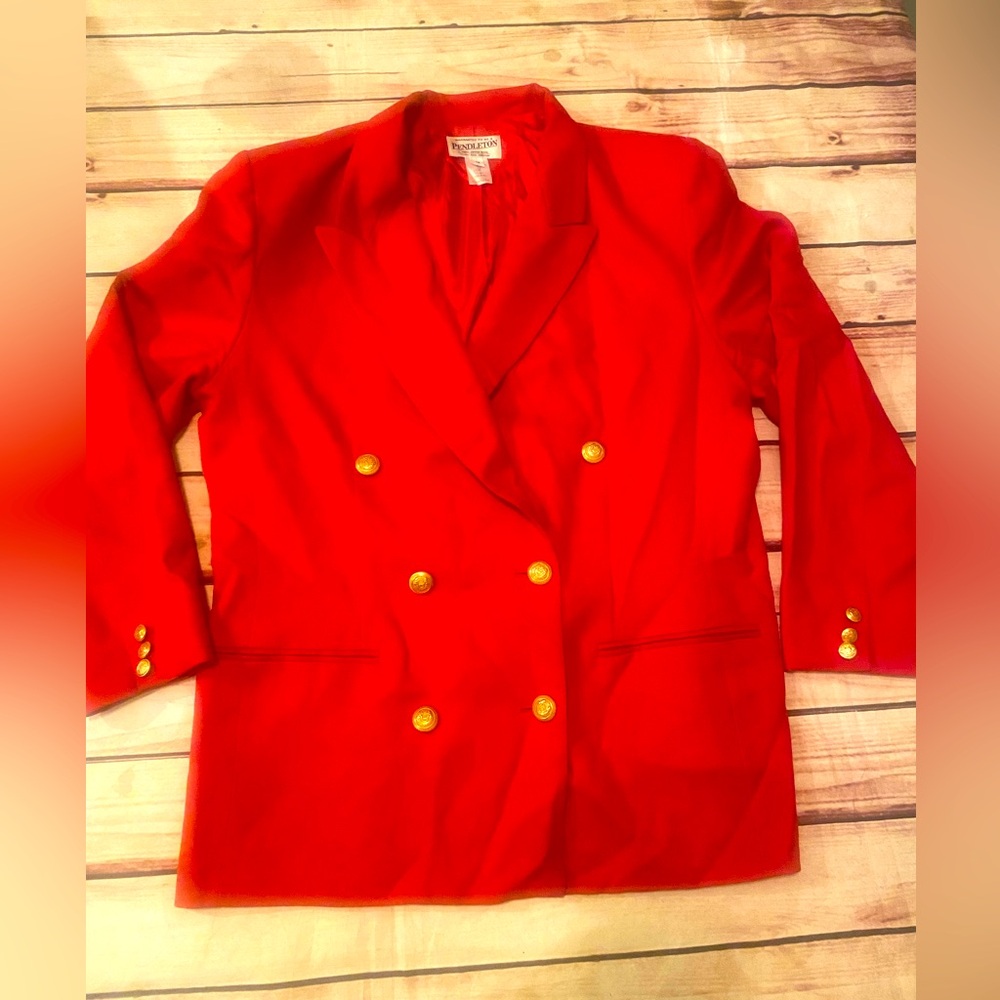 Pendleton100% pure Wool Red Double Breasted Blazer